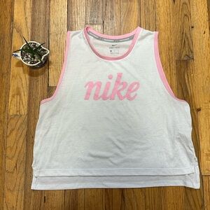 NIKE. Women’s. Pink and White. Crop Tank Top. Size M.